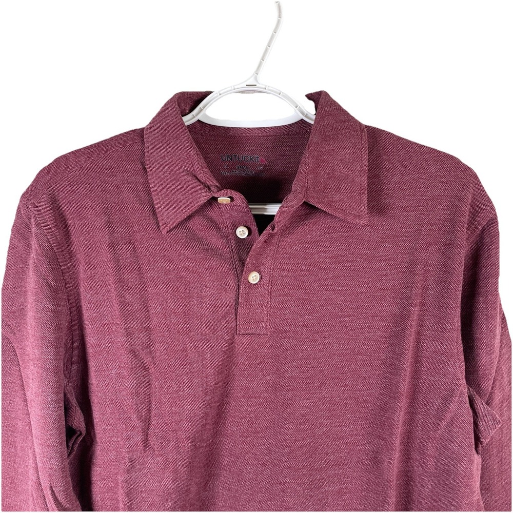 UNTUCKit Dao Long Sleeve Polo Shirt Mens XL Maroon Regular Cotton Blend NEW